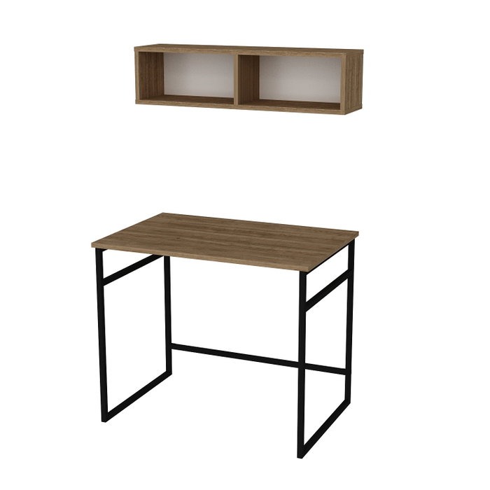 Hanah Home Mesa de estudio Roble y negro con estante Hanah Home Mesa de estudio Roble y negro con estante